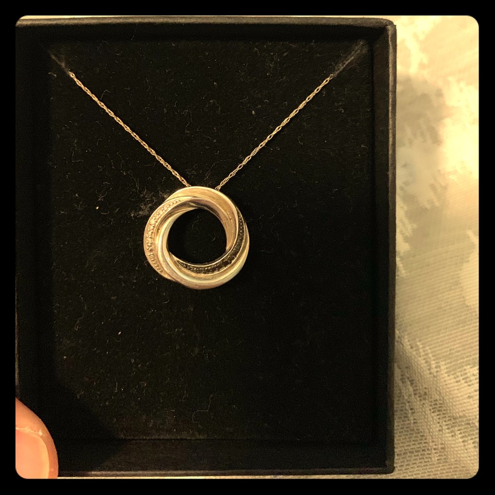 White and black diamond sterling silver necklace